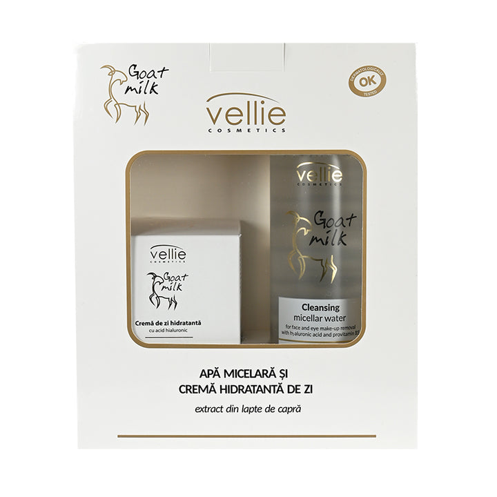 Set pentru curățare și hidratare zilnică a tenului sensibil cu extract din lapte de capră