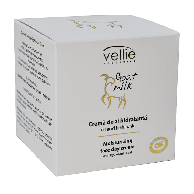 VELLIE - Crema hidratanta de zi cu extract din lapte de capra si acid hialuronic, 50ml
