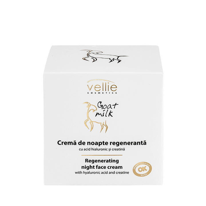 VELLIE - Crema regeneranta de noapte cu extract din lapte de capra si acid hialuronic, 50ml