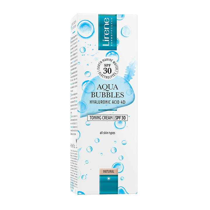 LIRENE AQUA BUBBLES - Crema nuantatoare SPF30, natural, 30ml