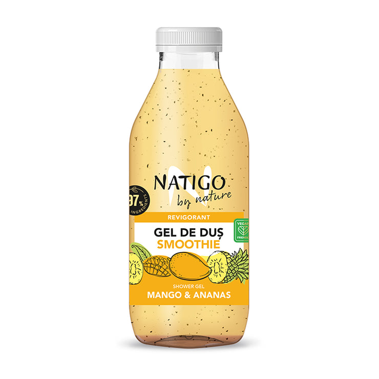 NATIGO BY NATURE - Gel de dus Smoothie - MANGO SI ANANAS 97% ingrediente naturale, 400ml