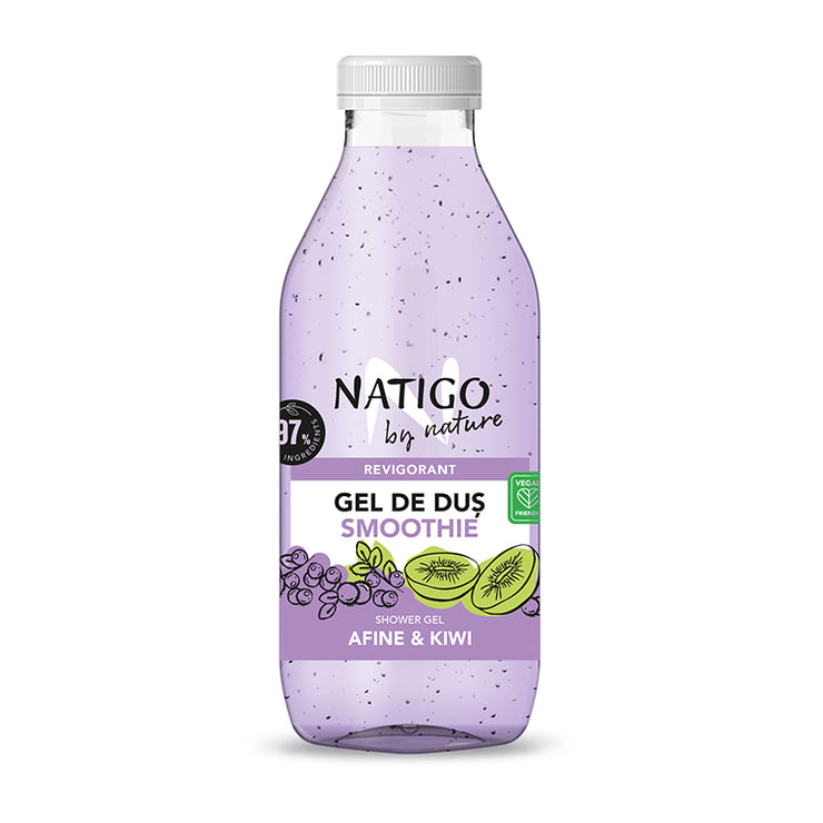 NATIGO BY NATURE - Gel de dus Smoothie - AFINE SI KIWI 97% ingrediente naturale, 400ml
