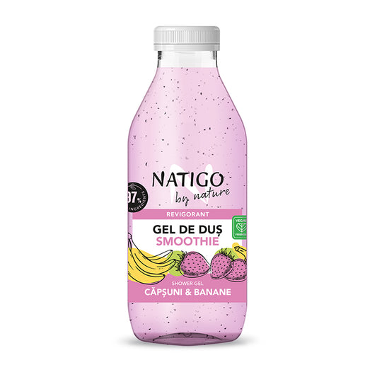 NATIGO BY NATURE - Gel de dus Smoothie - CAPSUNI SI BANANE 97% ingrediente naturale 400ml