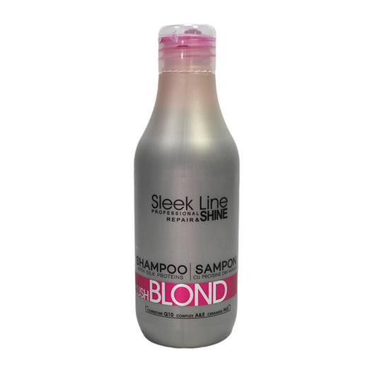 SLEEK LINE - Sampon BLOND BLUSH - contine pigment neutralizant roz, 300ml