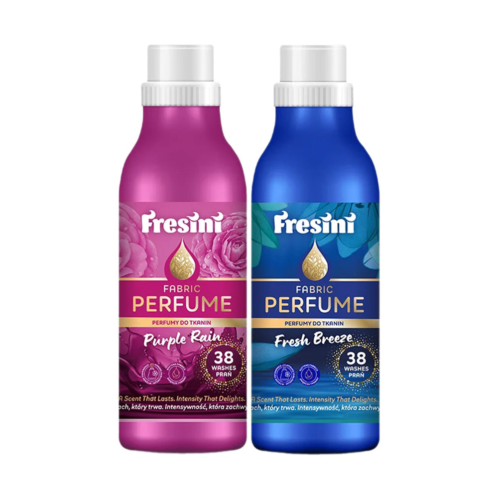 Pachet Fresini 76 de spălări, parfum de rufe Purple Rain & Fresh Breeze (2 x 750ml)