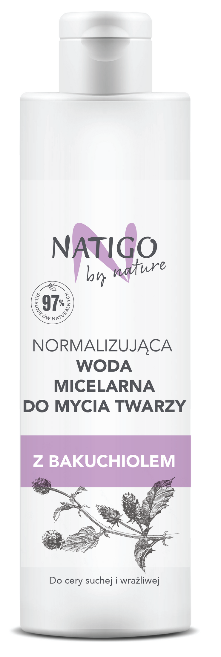 NATIGO BY NATURE - Apa micelara, ef. de reglare productie sebum cu extract de Bakuchiol - 97% natural ingredients, 400ml