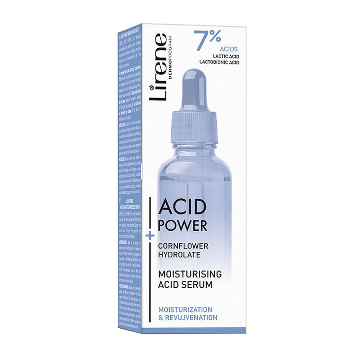 LIRENE ACID POWER - LIRENE ACID POWER - Ser acid hidratant, Lirene Acid Power cu hidrolat din floare de colt si complex 7% acid lactic si lactobionic, 30ml - AIVI Cosmetics
